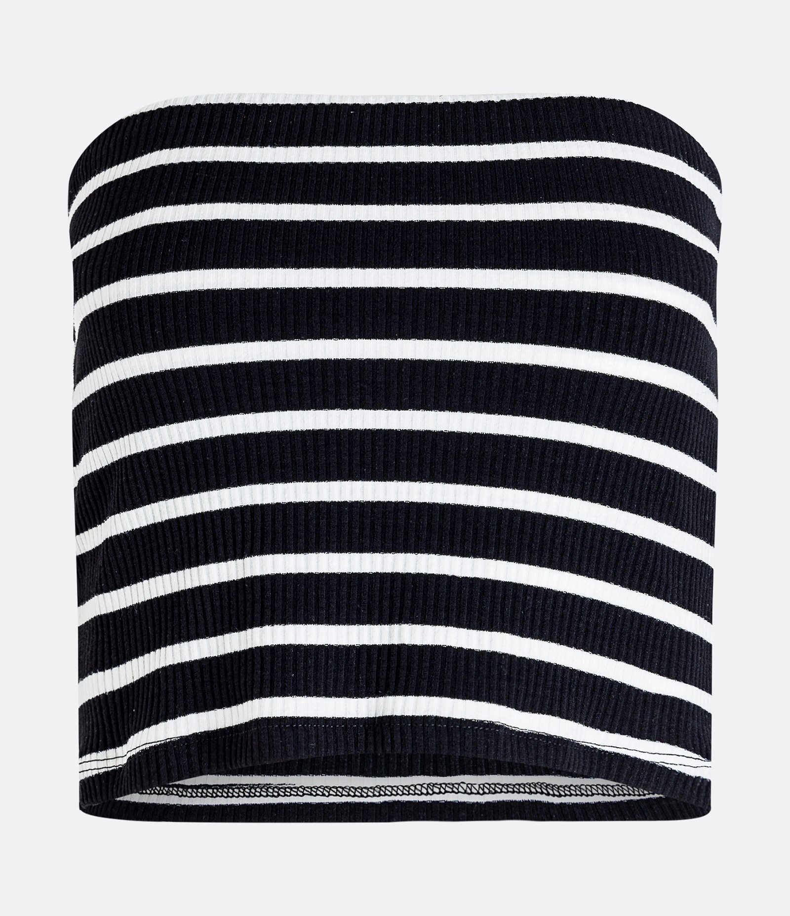 Blusa em Ribana Tomara que Caia Listrada Preto 5