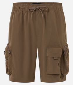 Bermuda Cargo com Cós Elástico e Bolsos Táticos