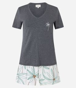 Pijama Curto em Viscolycra com Estampa Coqueiros