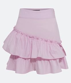 Saia Curta em Tricoline com Espiral de Babados