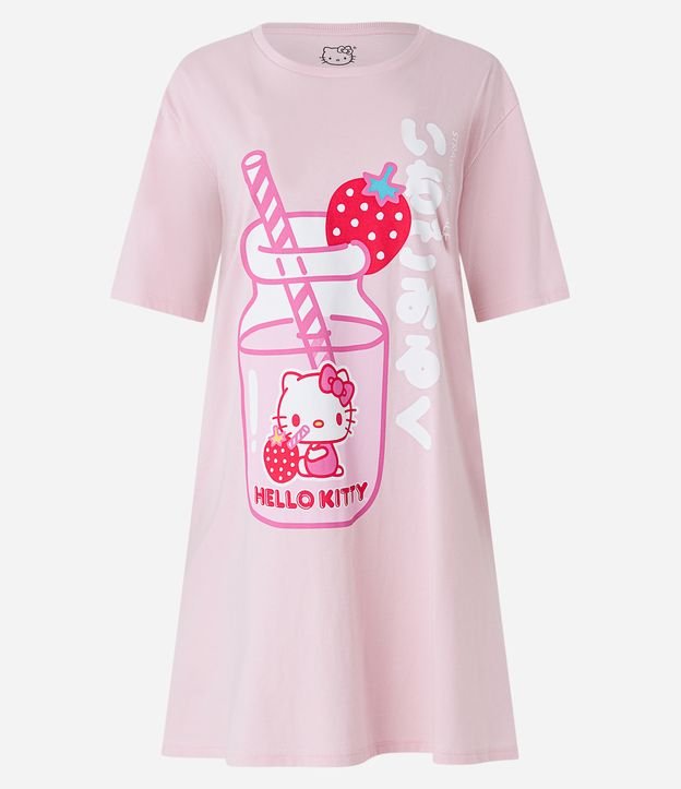 Camisón Corto en Media Malla con Estampa Hello Kitty Frutilla Rosado 4