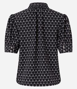 Blusa Manga Bufante em Crepe com Estampa Geométrica