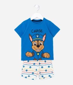 Pijama Curto Infantil com Estampa do Chase e Patinhas - Tam 2 a 4 Anos