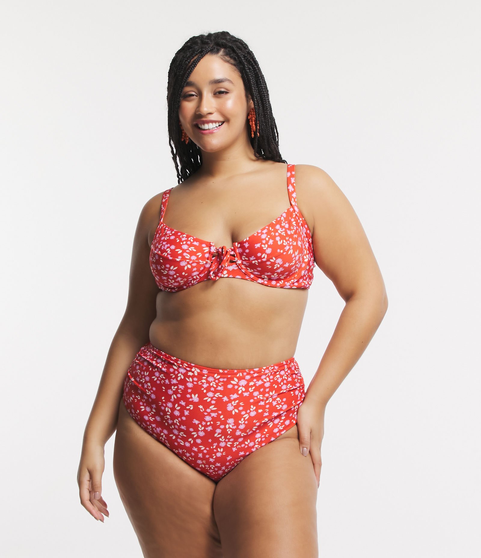 Biquíni Calcinha Hot Pants Estampa Floral Liberty Curve & Plus Vermelho 1