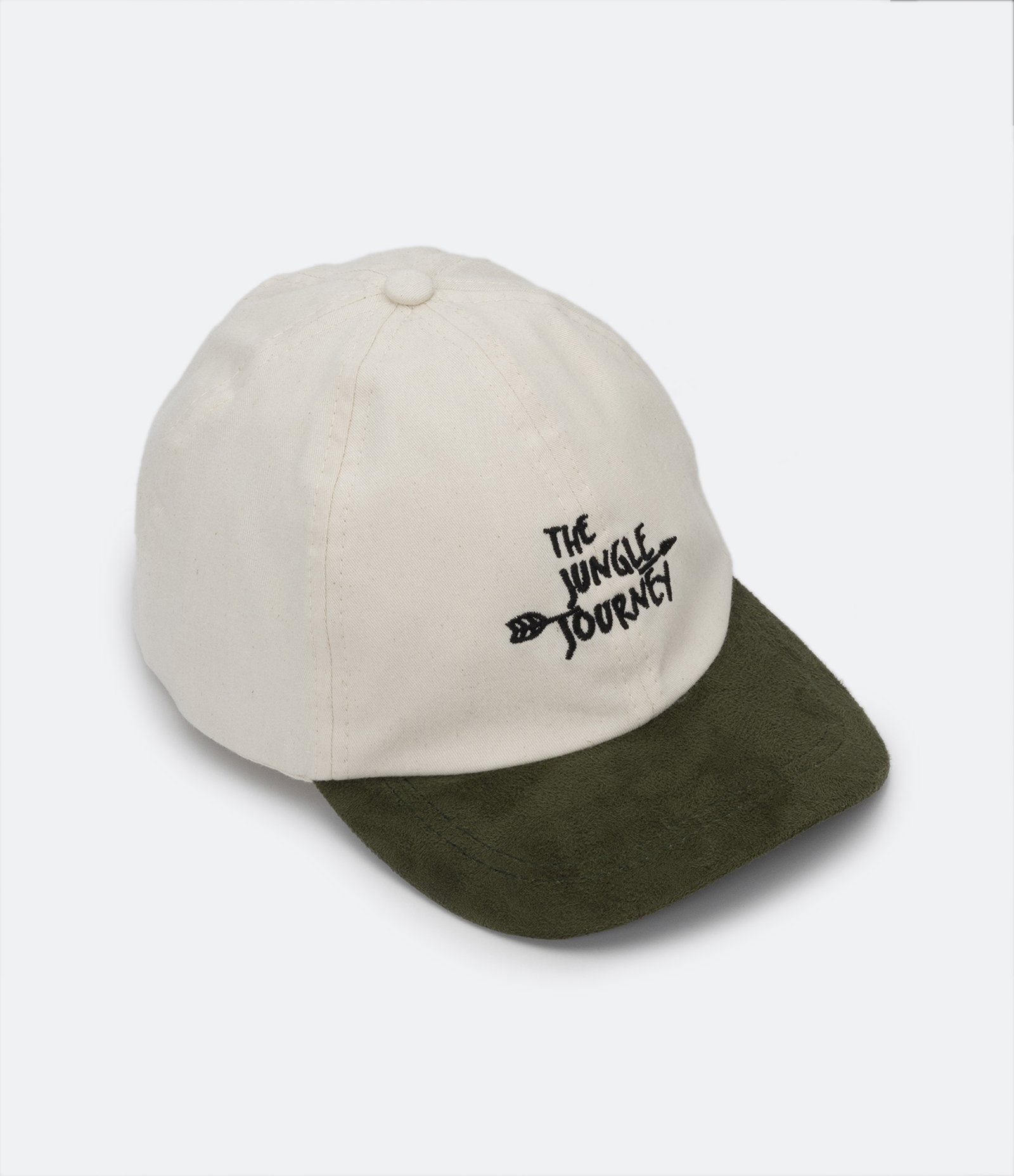 Boné Infantil com Aba Curva e Bordado Frontal Jungle Journey Bege 1