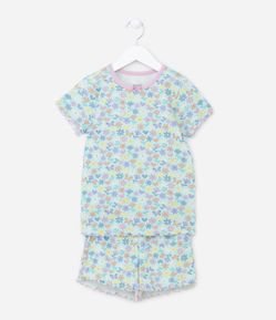Pijama Infantil em Ribana com Estampa Floral Liberty - Tam 2 a 12 Anos