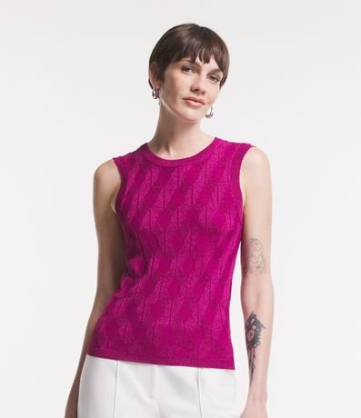 Blusa Sem Manga em Viscose Metalizada e Ponto Diferenciado Menor preço em Blusa Sem Manga em Viscose Metalizada e Ponto Diferenciado