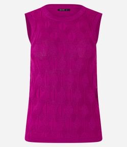 Blusa Sem Manga em Viscose Metalizada e Ponto Diferenciado