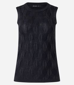 Blusa Sem Manga em Viscose Metalizada e Ponto Diferenciado