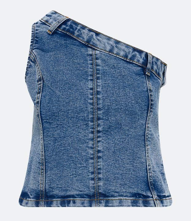 Foto: Moda jeans no verão: calça e blusa assimétrica de um ombro