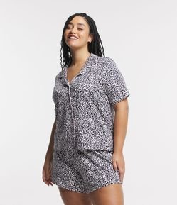 Pijama Americano Curto em Viscose com Estampa Animal Print Curve & PLus Size