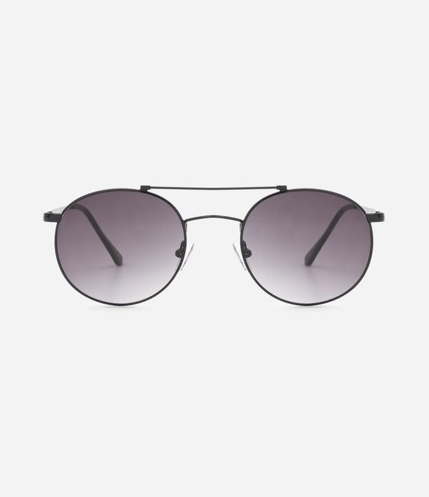Óculos de Sol Redondo em Metal com Lentes Degradê Preto 2