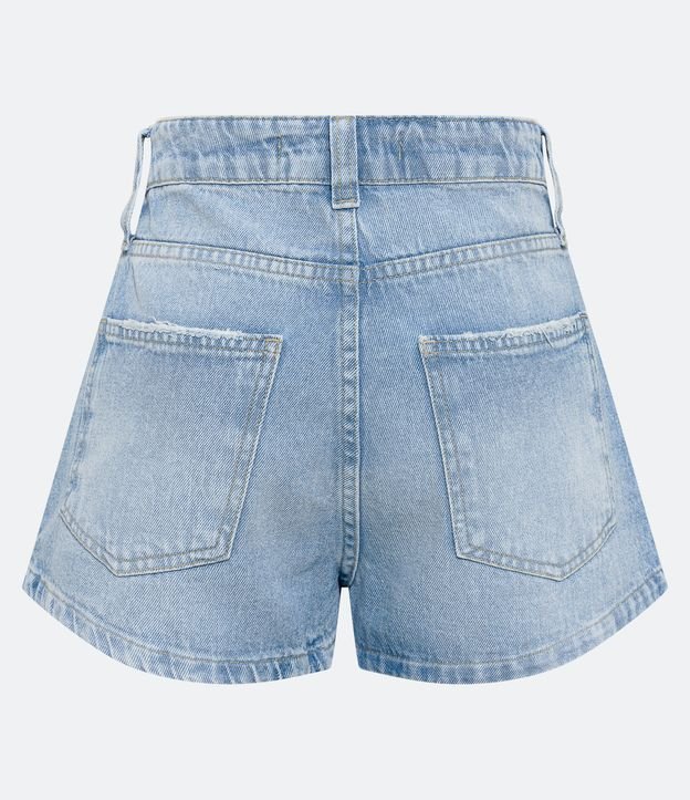 Short Saia em Jeans com Bolsos e Barra Feita Azul 6