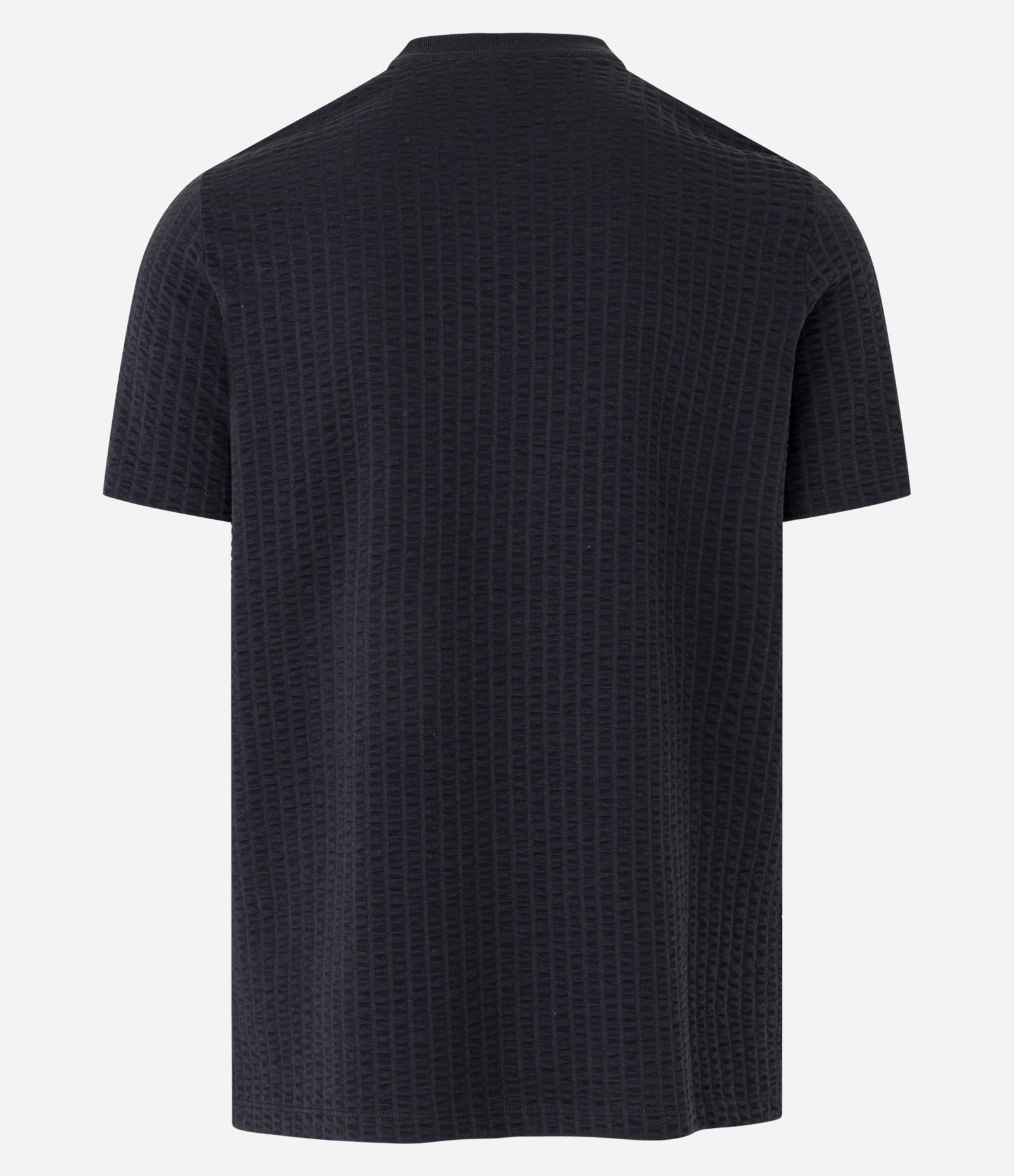 Camiseta Slim em Algodão com Textura de Listras Preto 10