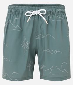 Bermuda de Banho com Cós Elástico e Estampa Tropical