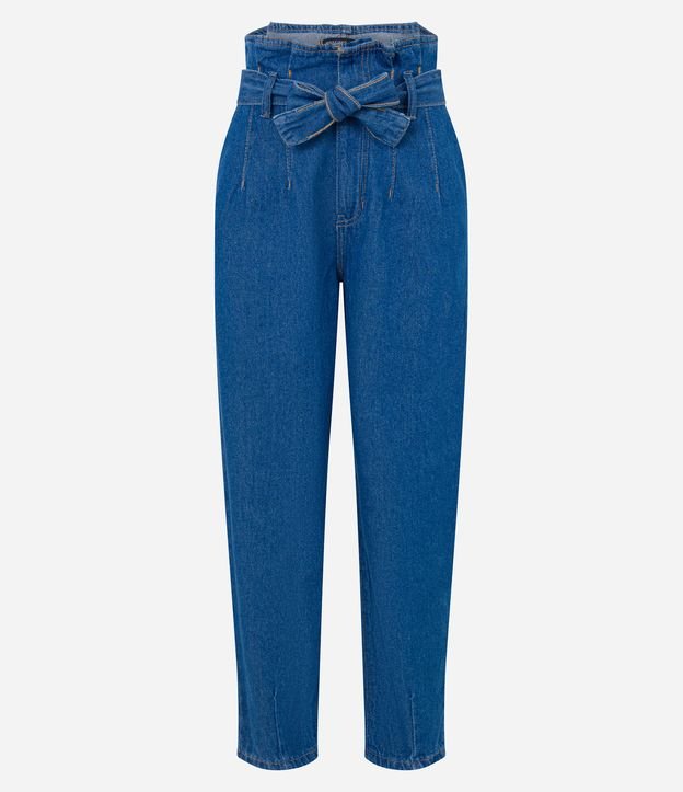 Calça Clochard em Jeans com Faixa para Amarração Azul 6