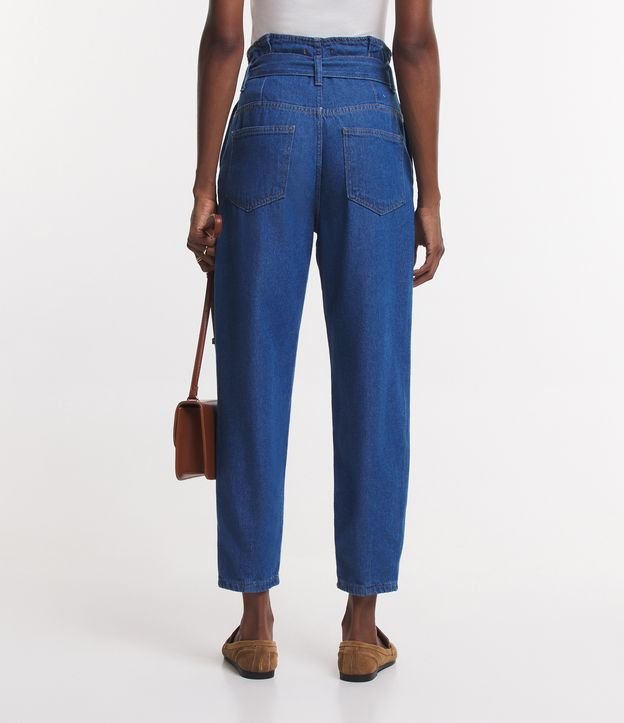 Calça Clochard em Jeans com Faixa para Amarração Azul 5