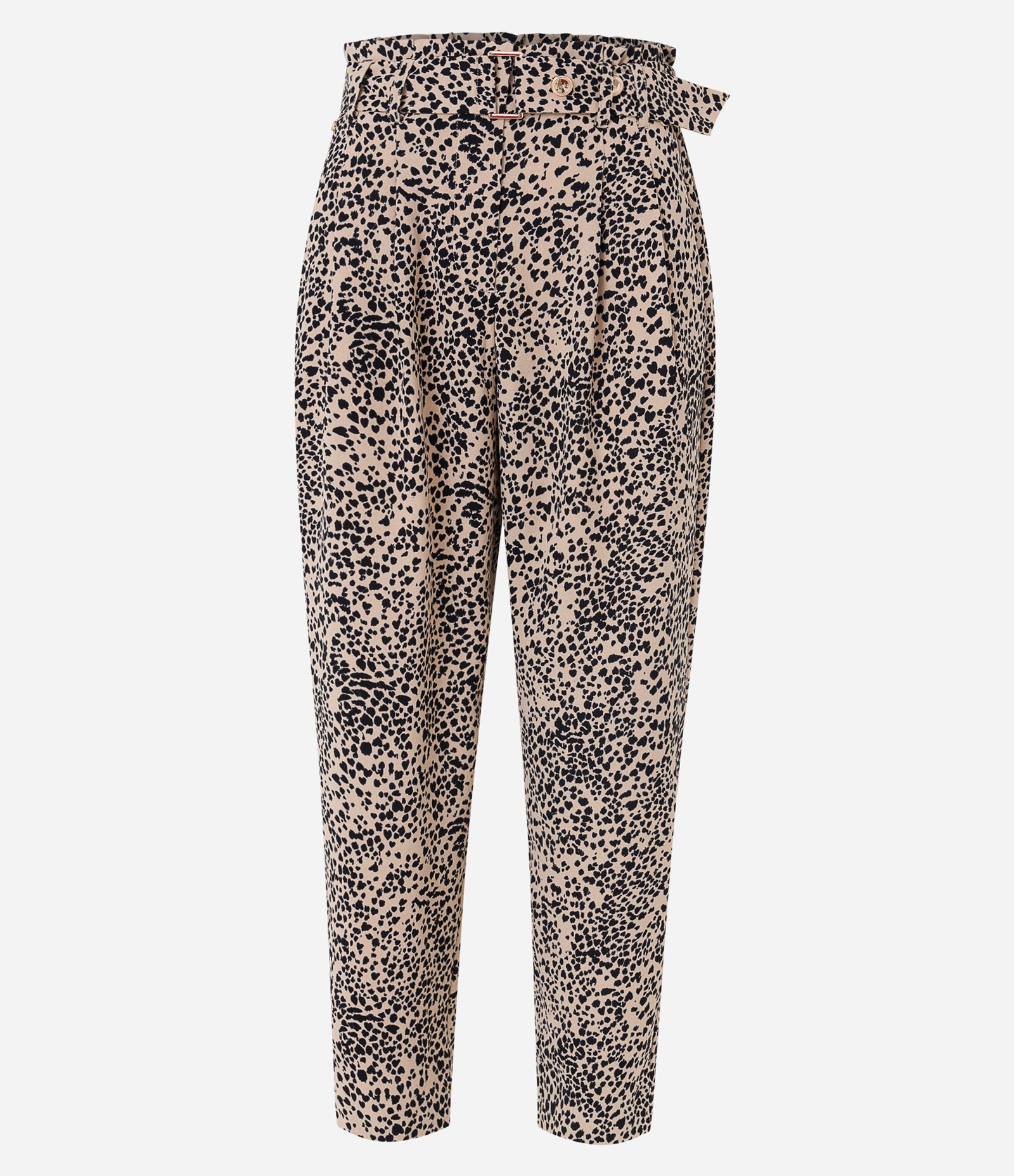 Calça Cenoura com Cinto Faixa e Estampa Animal Print Onça Marrom 1