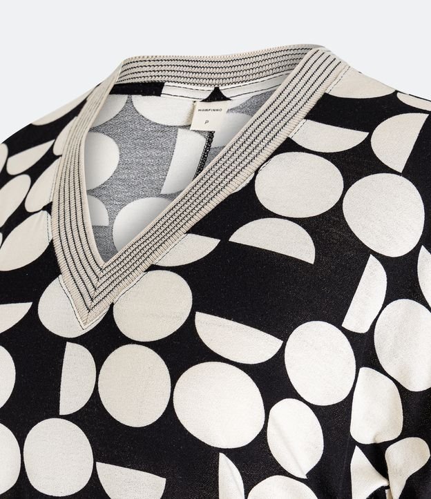 Blusa Manga Corta en Viscosa con Lunares Diferenciados Negro 6