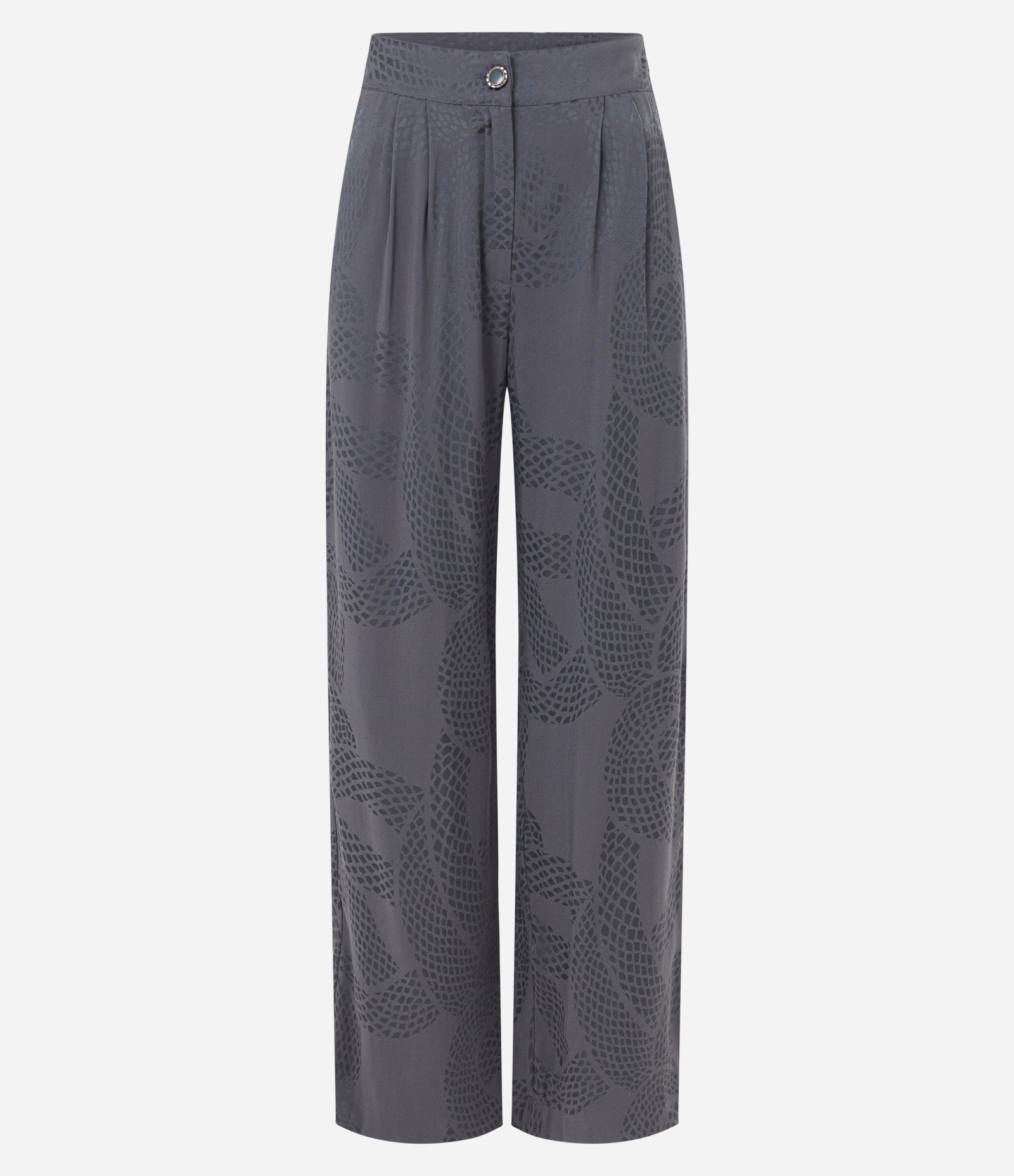 Calça Reta em Jacquard com Pregas e Estampa Cobra Cinza 5