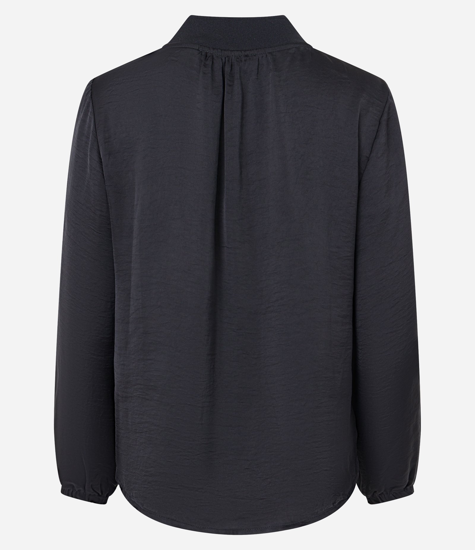 Blusa Acetinada com Decote V e Mangas Bufantes Preto 7