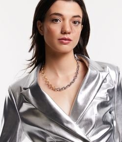 Colar Curto em Metal com Elos Ovais