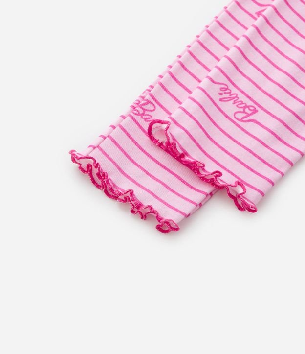 Pijama Longo com Estampa da Barbie e Listras - Tam 5 a 14 Anos Rosa 5