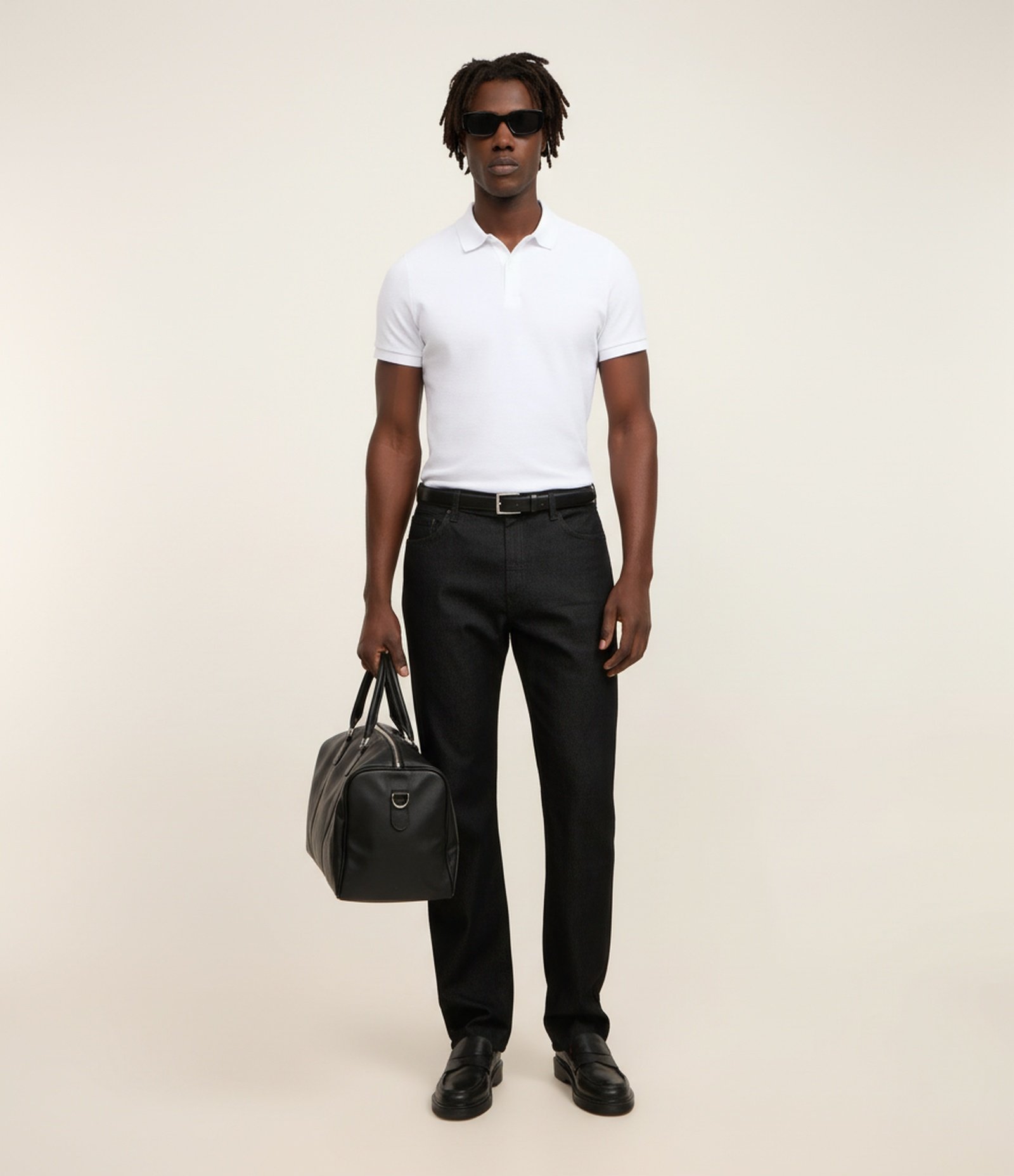 Camisa Polo Slim com Botões e Textura Canelada Branco 1