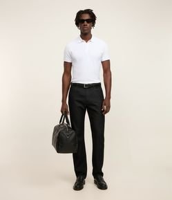 Camisa Polo Slim com Botões e Textura Canelada