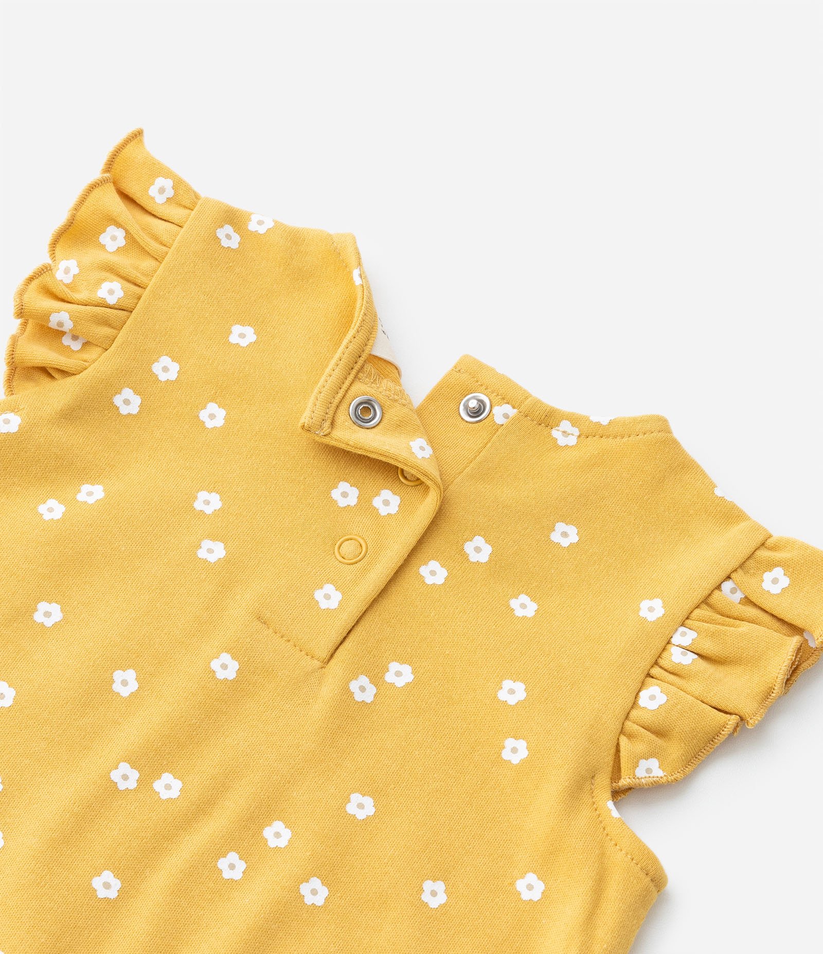 Macaquinho Infantil com Babadinhos e Bolso de Gatinha - Tam 0 a 18 meses Amarelo 6
