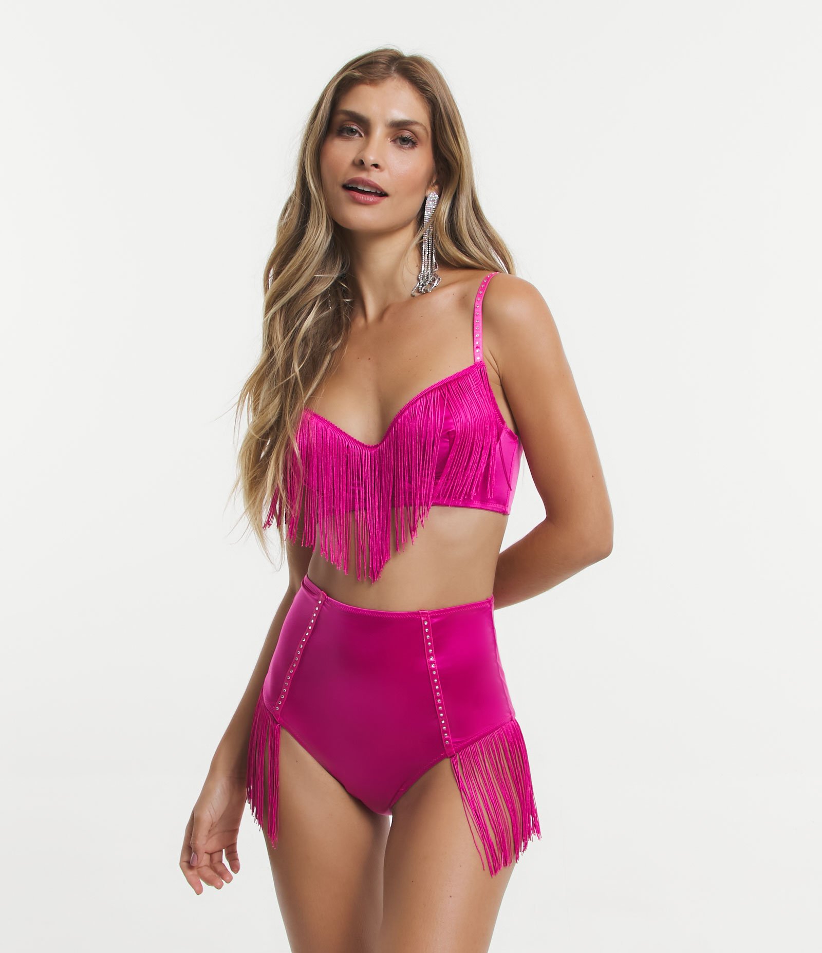 Sutiã sem Bojo em Microfibra com Strass e Franjas 2