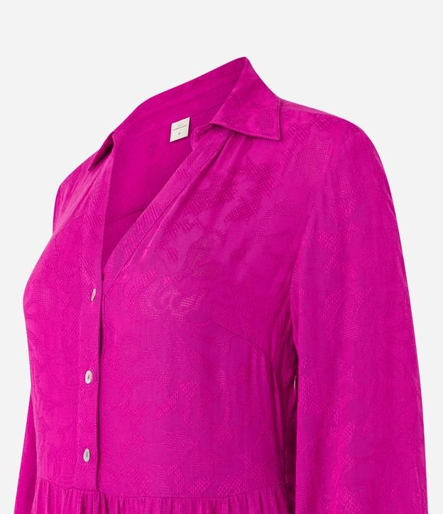 Vestido Chemise Midi em Viscose com Textura Jacquard Rosa 6