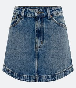 Saia Curta Jeans com Barra Arredondada