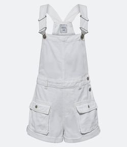 Jardineira em Sarja com Botões e Bolso Cargo