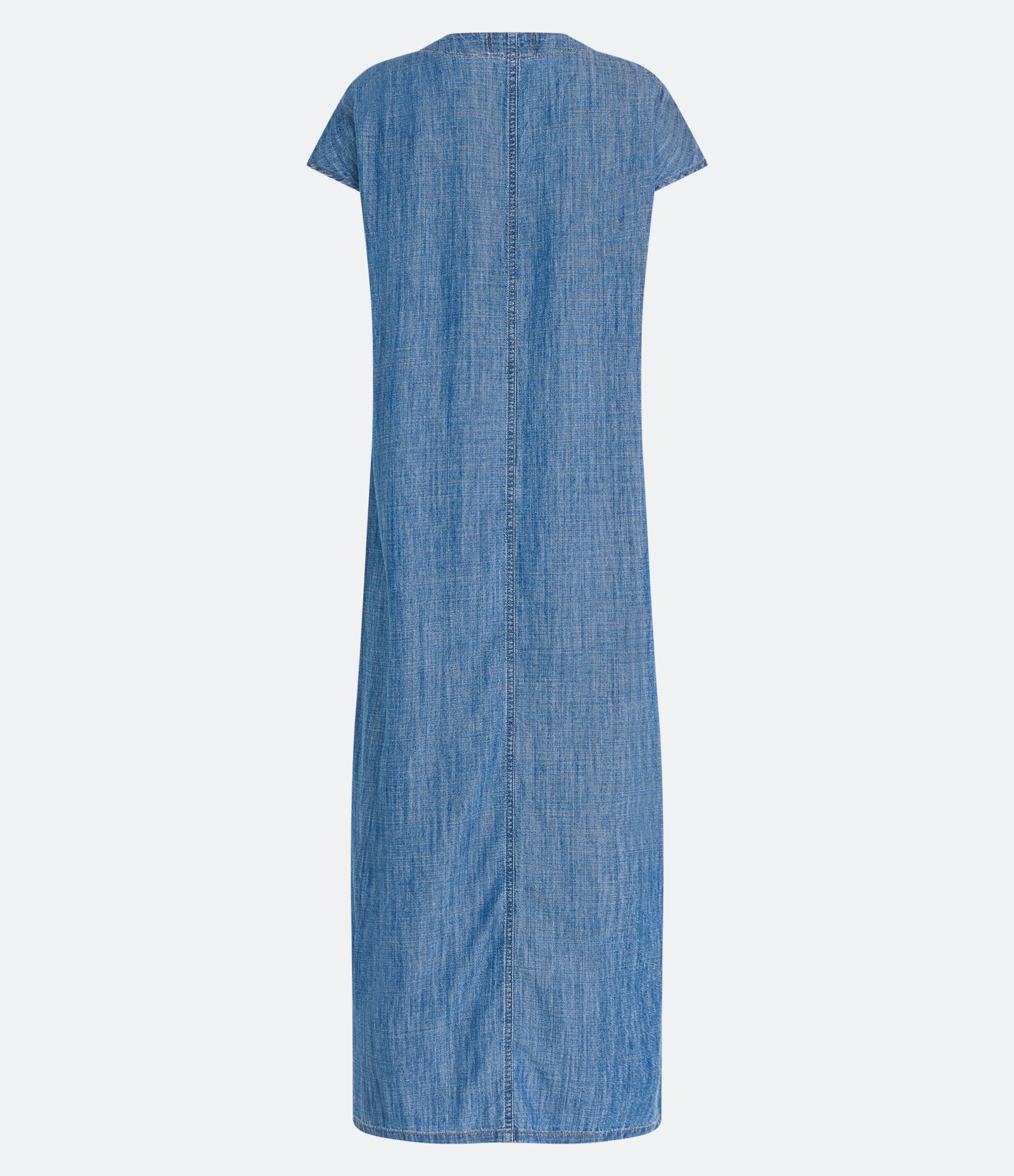 Vestido Longo T-Shirt em Jeans com Fendas Azul 6