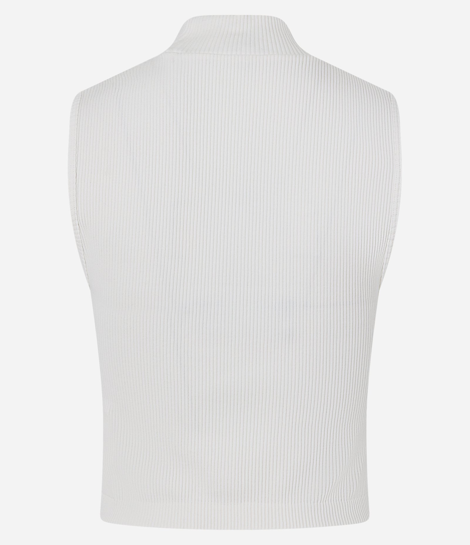 Blusa Regata em Poliamida Canelada Sem Costura e com Golinha Alta Branco 7