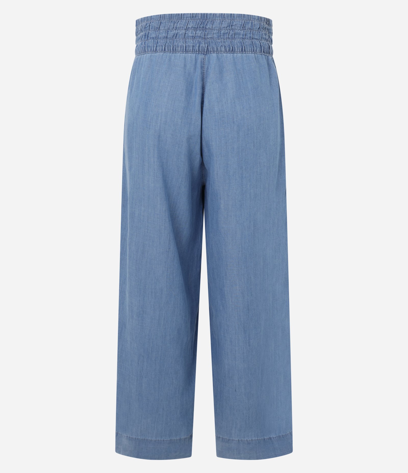 Calça Pantacourt em Liocel com Cintura Alta e Barra Larga Azul 2