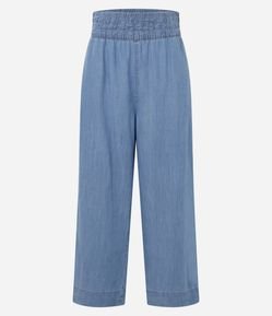 Calça Pantacourt em Liocel com Cintura Alta e Barra Larga