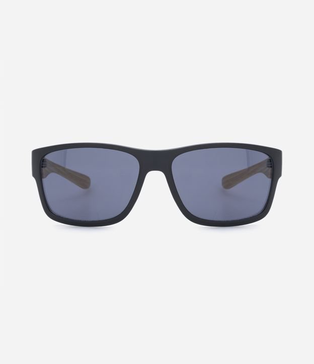 Óculos Quadrado com Haste de Madeira Preto Fosco 2