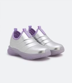 Tênis Calce Fácil Infantil Metalizado com Sola Led - Tam 22 ao 28