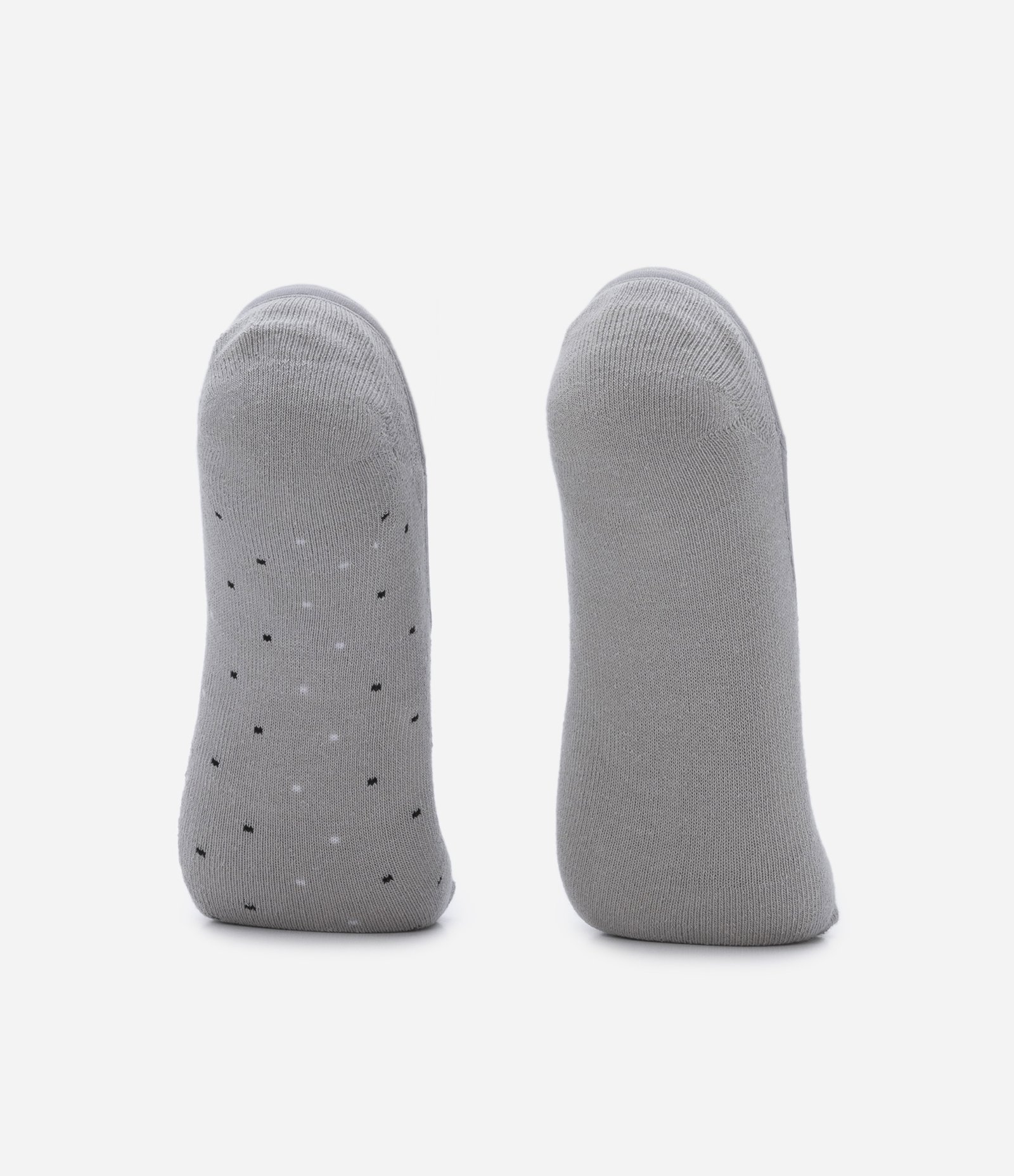 Kit 02 Pares de Meia Invisível em Algodão com Estampa Poá e Silicone Cinza 3