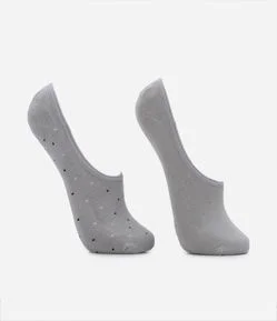 Kit 02 Pares de Meia Invisível em Algodão com Estampa Poá e Silicone