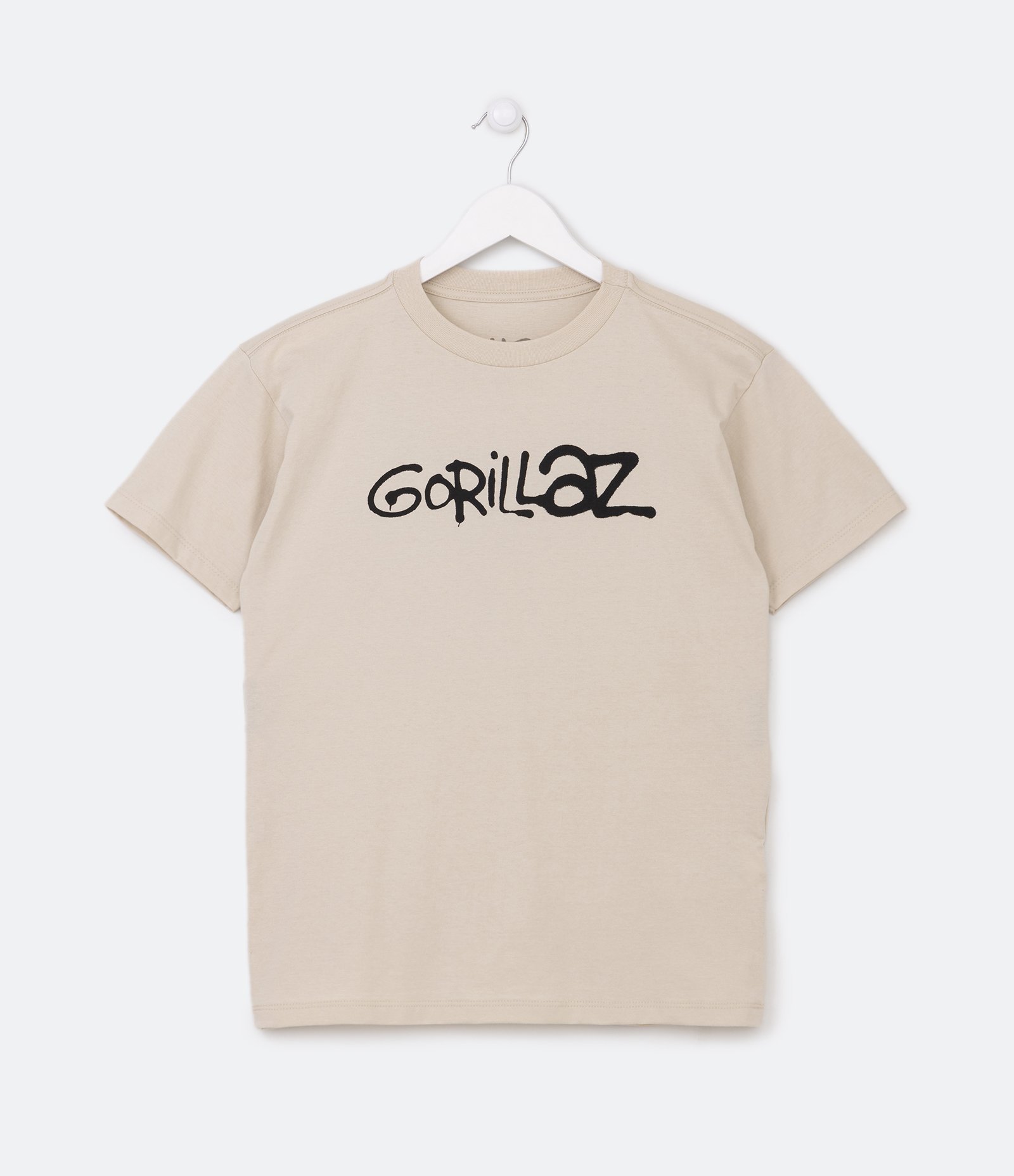 Camiseta Infantil com Estampa Frente e Costas Gorillaz - Tam 5 a 14 Anos Bege 1