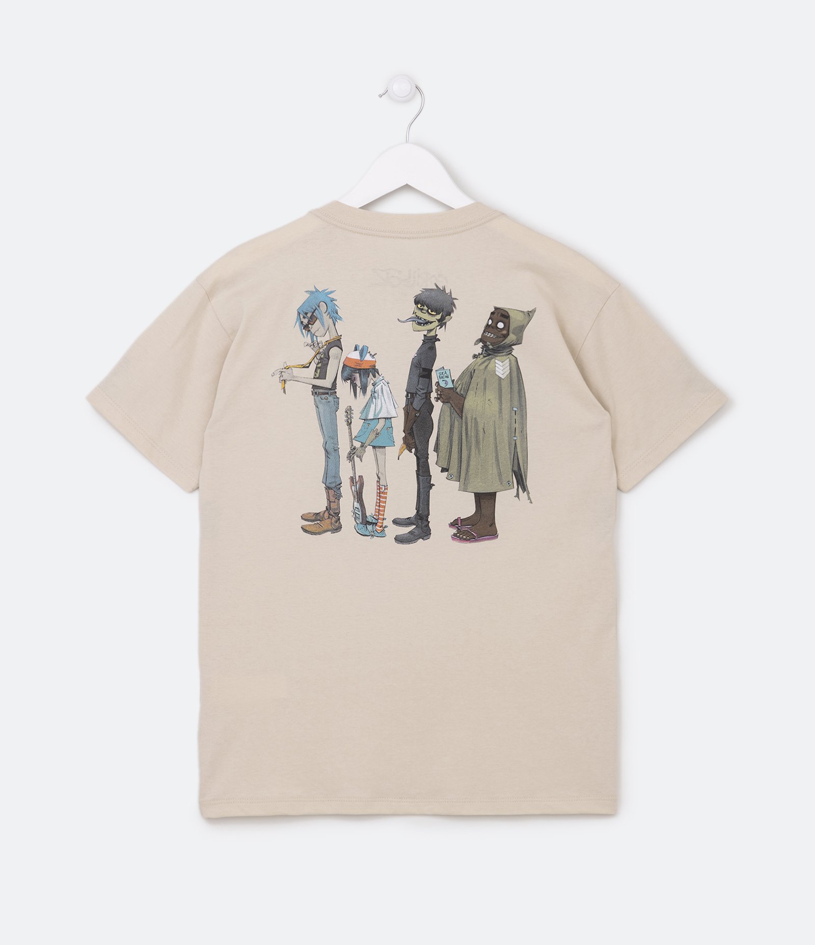 Camiseta Infantil com Estampa Frente e Costas Gorillaz - Tam 5 a 14 Anos Bege 2