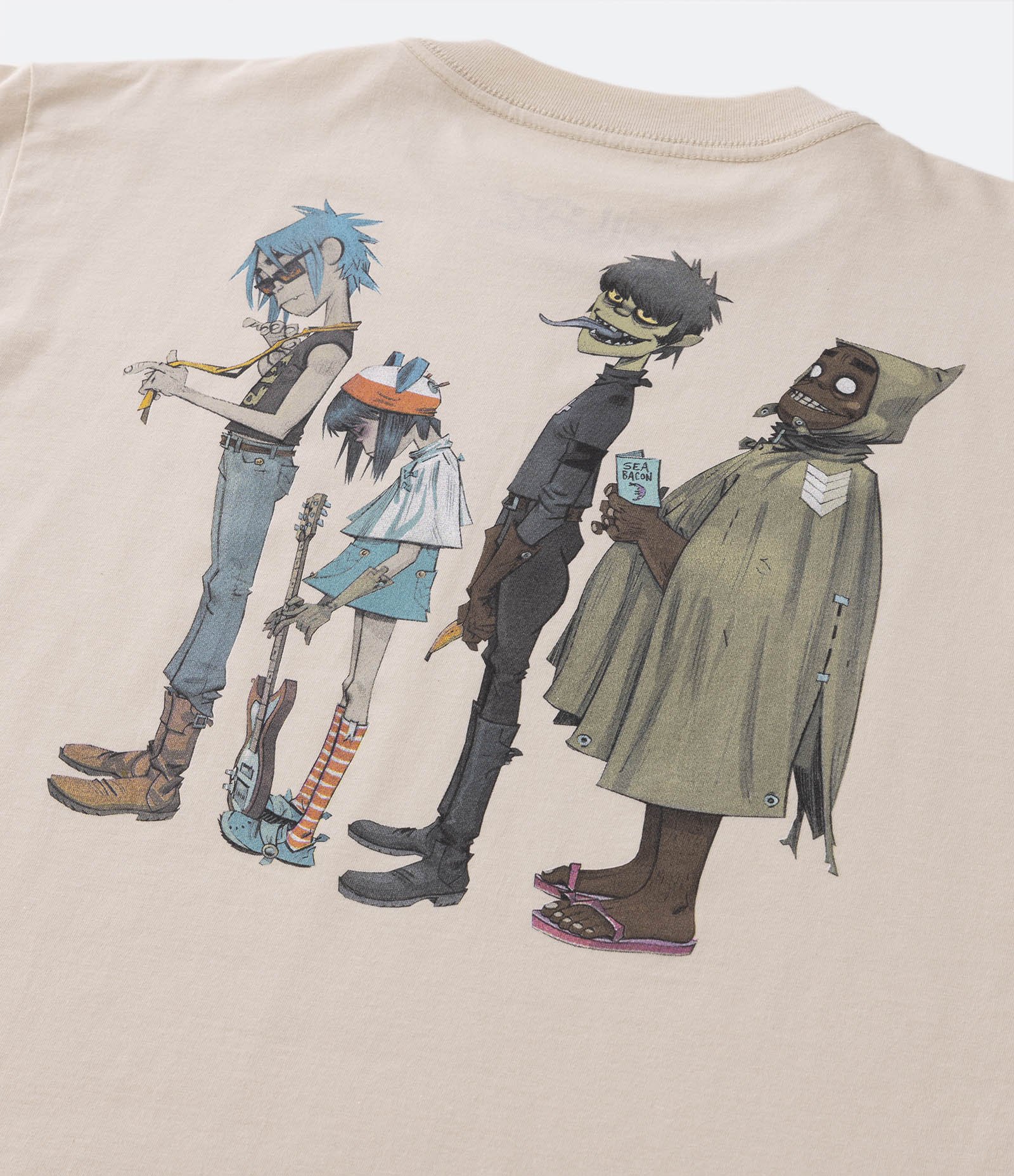 Camiseta Infantil com Estampa Frente e Costas Gorillaz - Tam 5 a 14 Anos Bege 3