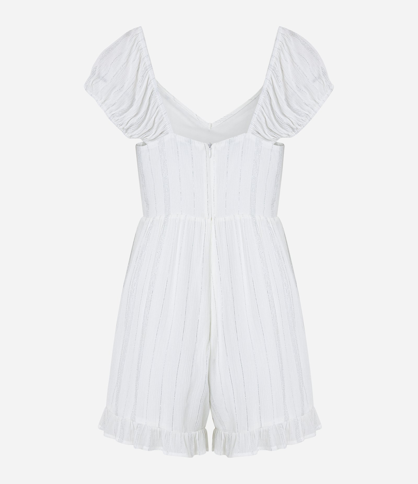 Macaquinho em Viscose com Entremeio e Manga Copinho Branco 3