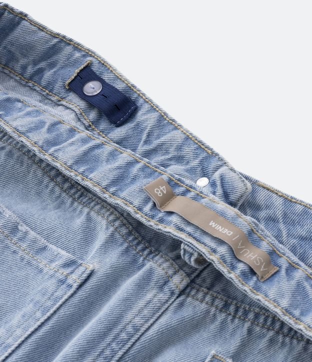 Saia Midi Jeans com Abotoamento Frontal e Bolsos Grandes Curve & Plus Size Azul 7