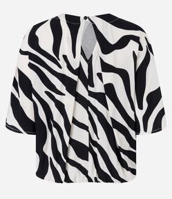 Blusa Manga Curta em Viscose com Estampa de Zebra
