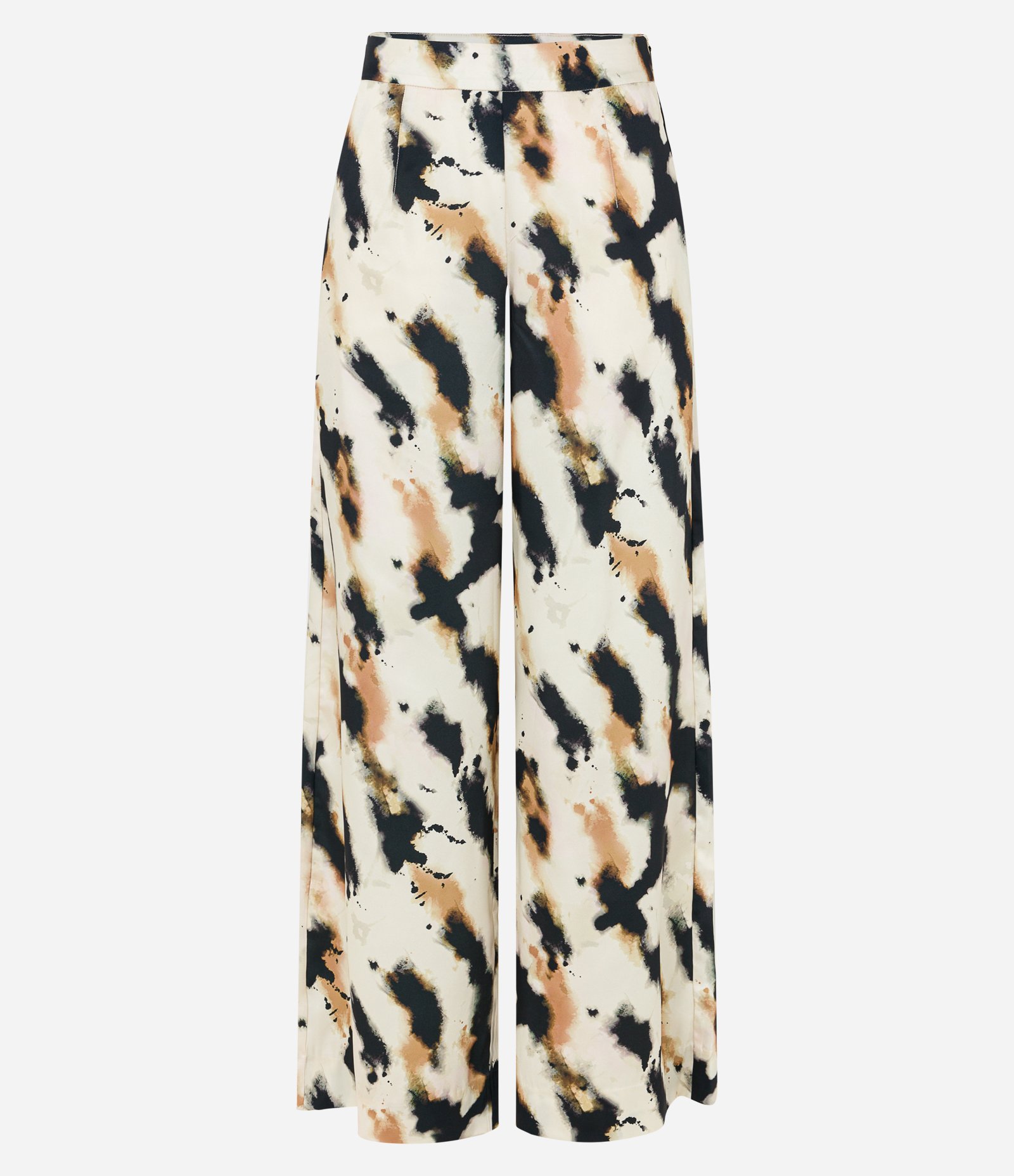 Calça Pantalona em Tecido Acetinado com Cós Alfaiatado Off White/ Preto/ Bege 6