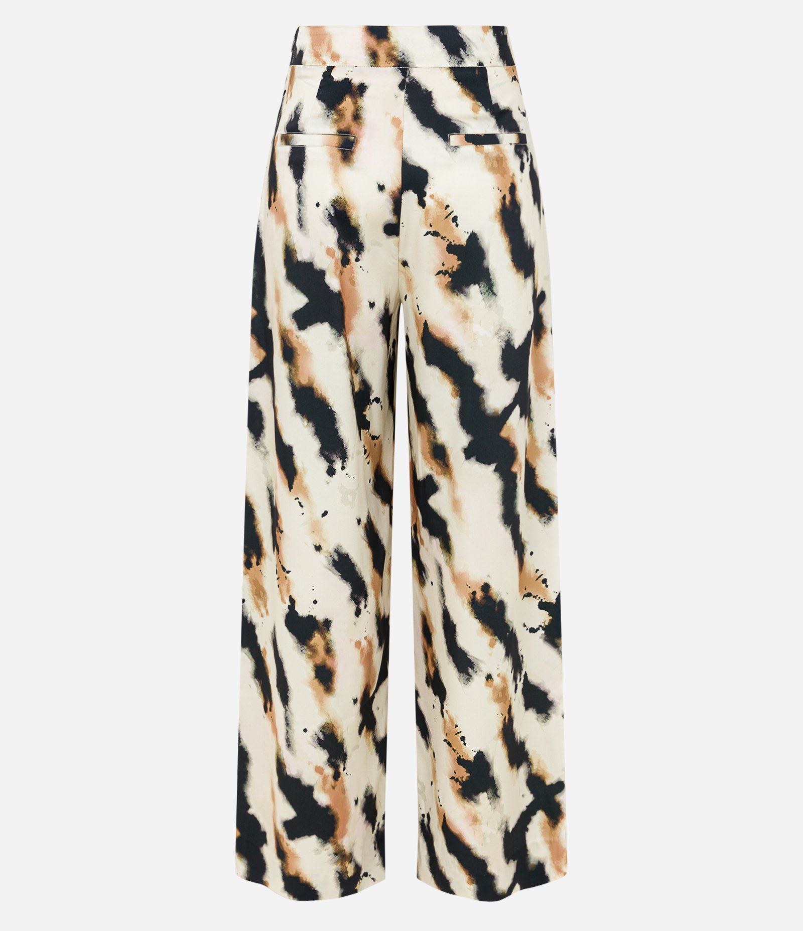 Calça Pantalona em Tecido Acetinado com Cós Alfaiatado Off White/ Preto/ Bege 7